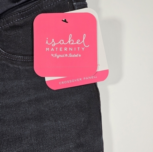 Isabel Maternity Crossover Panel Black Wash Denim Bermuda Shorts Size  NWT - Picture 9 of 13